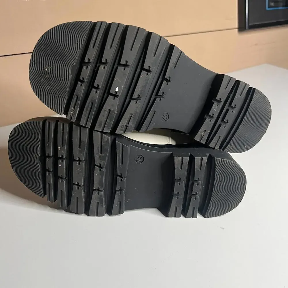 Shoedazzle Platform‎ Chelsea Boots Ivory Black 7.5 - Picture 8 of 11